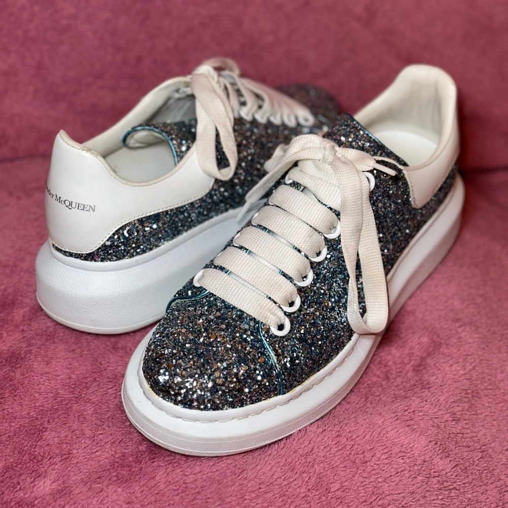 Alexander McQueen Blue glitter women sneakers